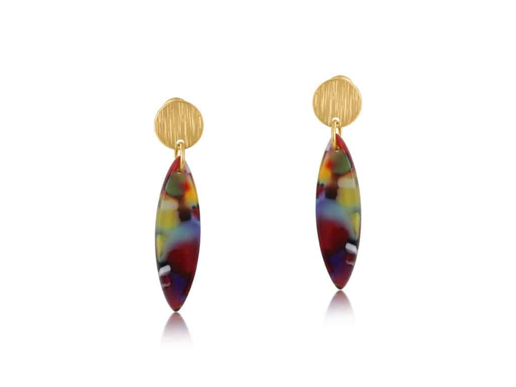 Big Metal London Sophia Small Metal And Resin Dangle Earrings - Red Orange Lilac