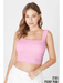 Peony Pink Shirred Square Neck Crop Top