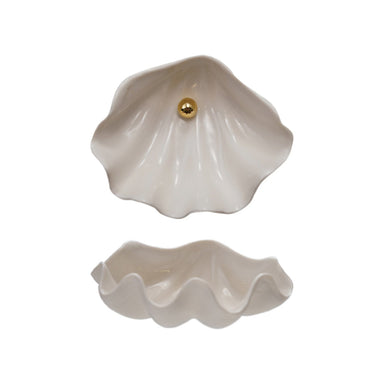Stoneware Clam Shell Shaped Dish Gold