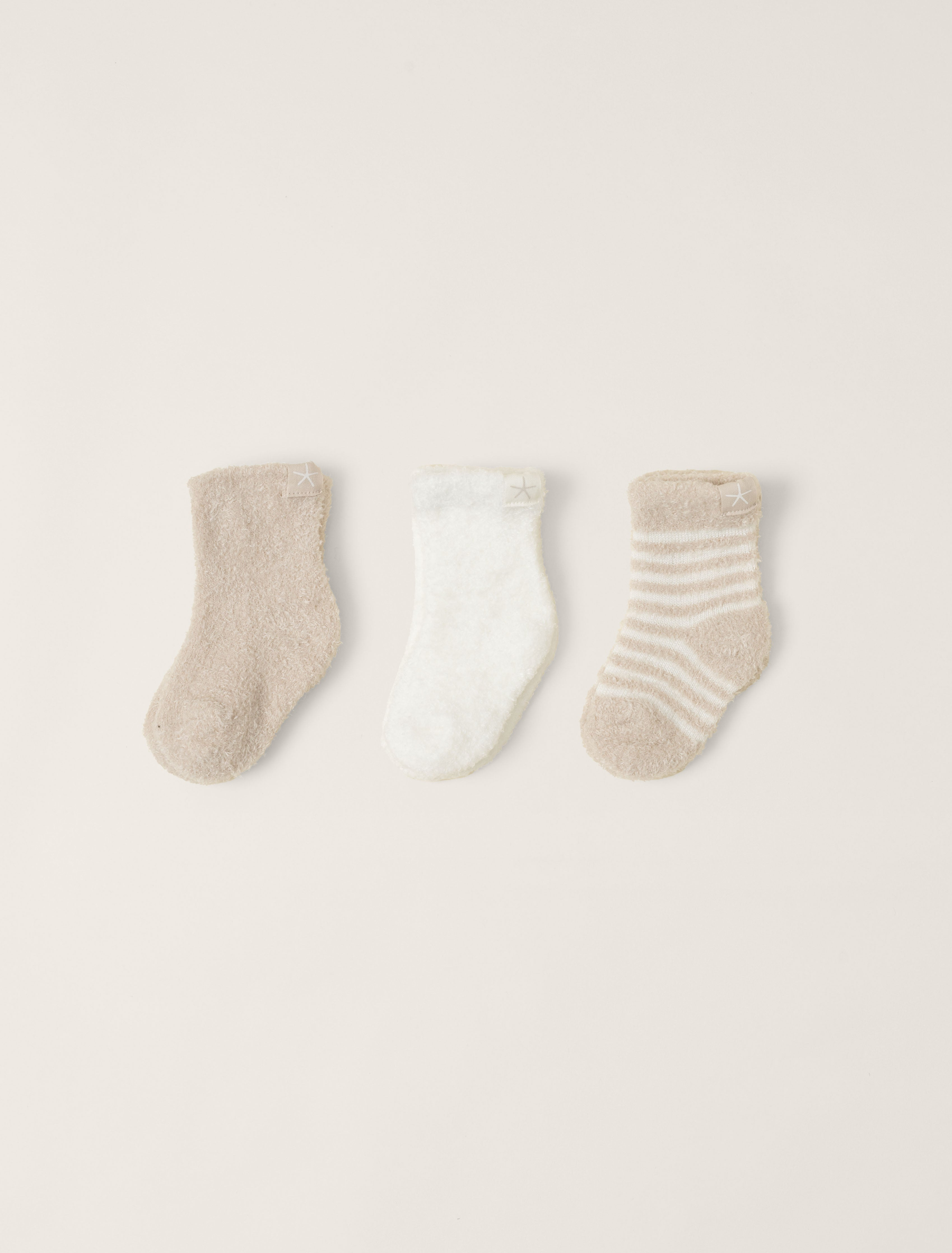 Barefoot Dreams CCL Infant Socks 3-Pack Stone-Pearl