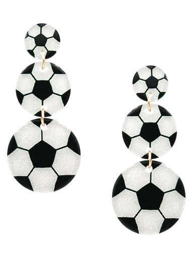 Soccer Acrylic 3-Drop Post Earring