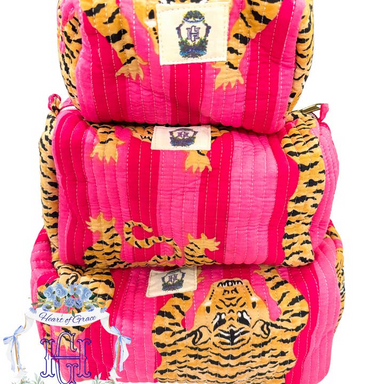 Eye of the Tiger Quilted Cosmetic Bags-Set of 3