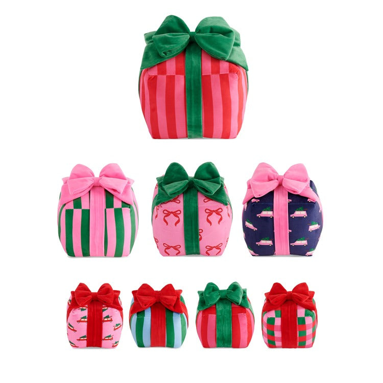 6x6 Pink/Red Stripe Gift Box Pillow