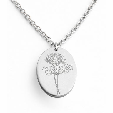 Silver Birth Flower Necklace - July Waterlily