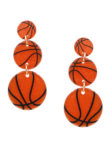 Basketball Acrylic 3-Drop Post Earring