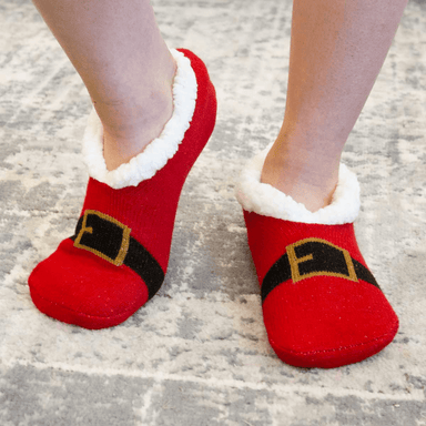 Women's Santa Belt Sherpa Slippers Red/White