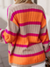 Striped Colorblock Drop Shoulder Slouchy Cardigan