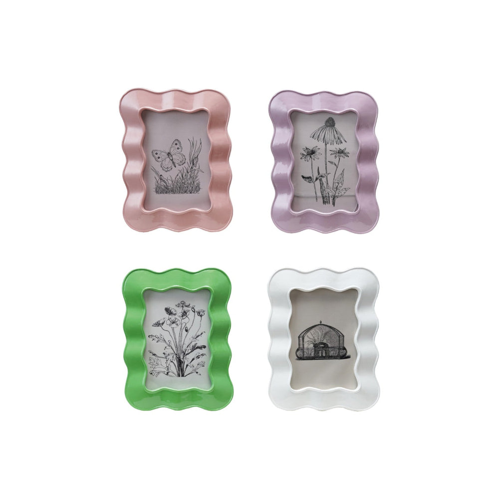 Resin Wavy Photo Frame, 4 Colors - 4" x 6"