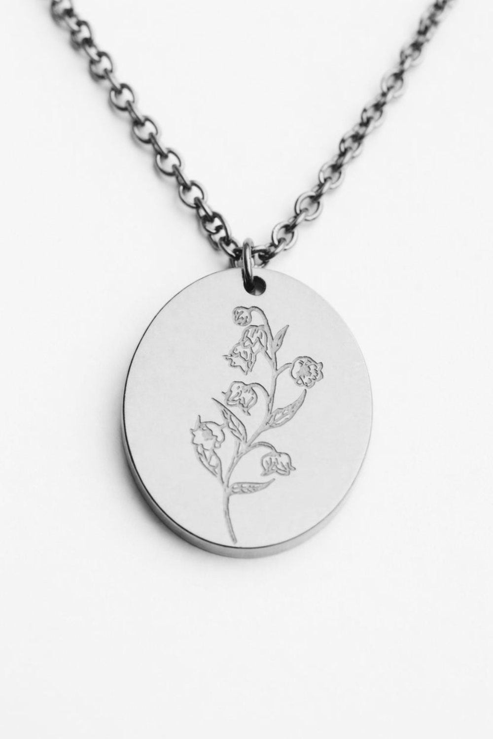 Silver Birth Flower Necklace - May Lily of the Valley