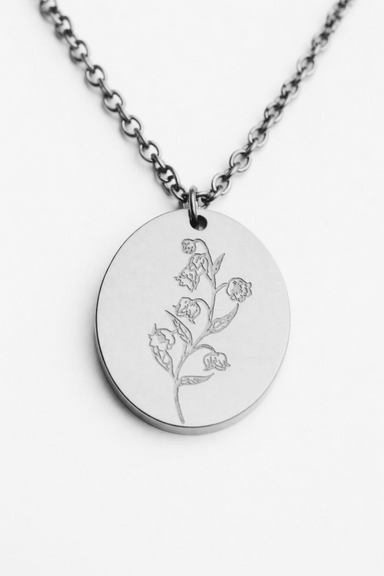 Silver Birth Flower Necklace - May Lily of the Valley