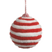 4" Red and White Chenille Ball Ornament