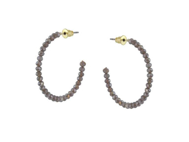 Big Metal London Elsa Beaded Hoop Earrings - Grey