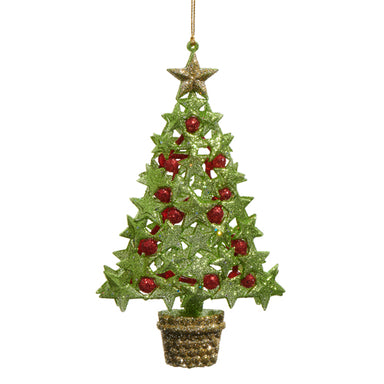 6.5" Star and Berry Green Tree Ornament
