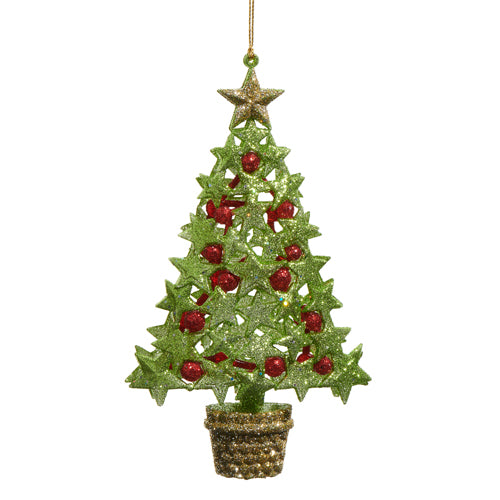 6.5" Star and Berry Green Tree Ornament
