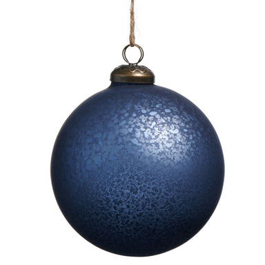 4" Blue Mercury Glass Ball Ornament