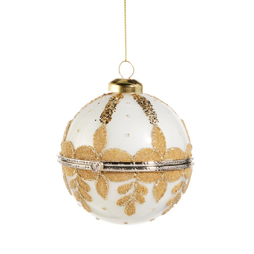 4" White Round Jewelry Box Ornament