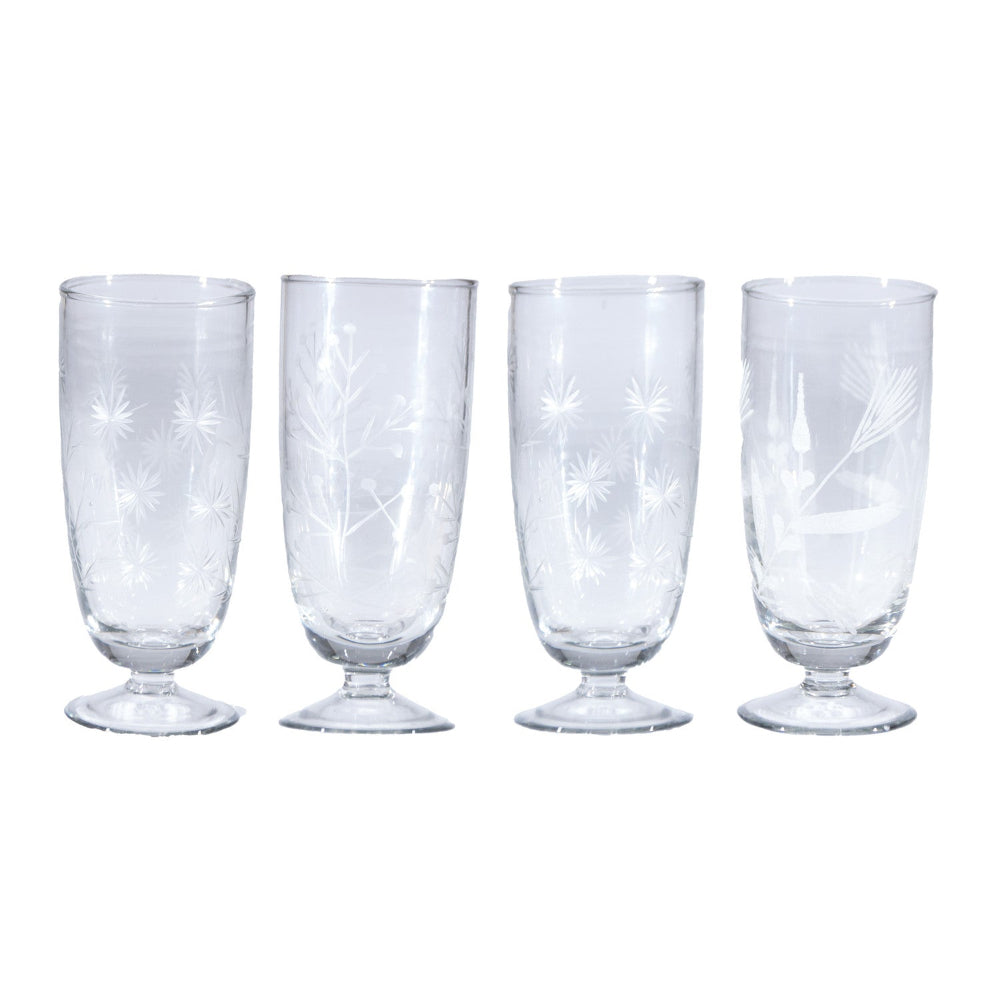 Hand-Blown Stemmed Drinking Glass, 4 Styles