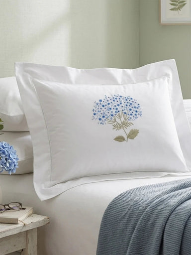 Boudoir Pillow Cover Hem Stitch Border - Hydrangea (Blue/Sage)