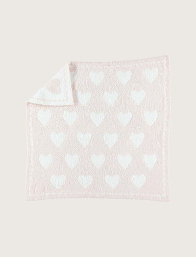 Barefoot Dreams Cozychic Pink/White Hearts Receiving Blanket