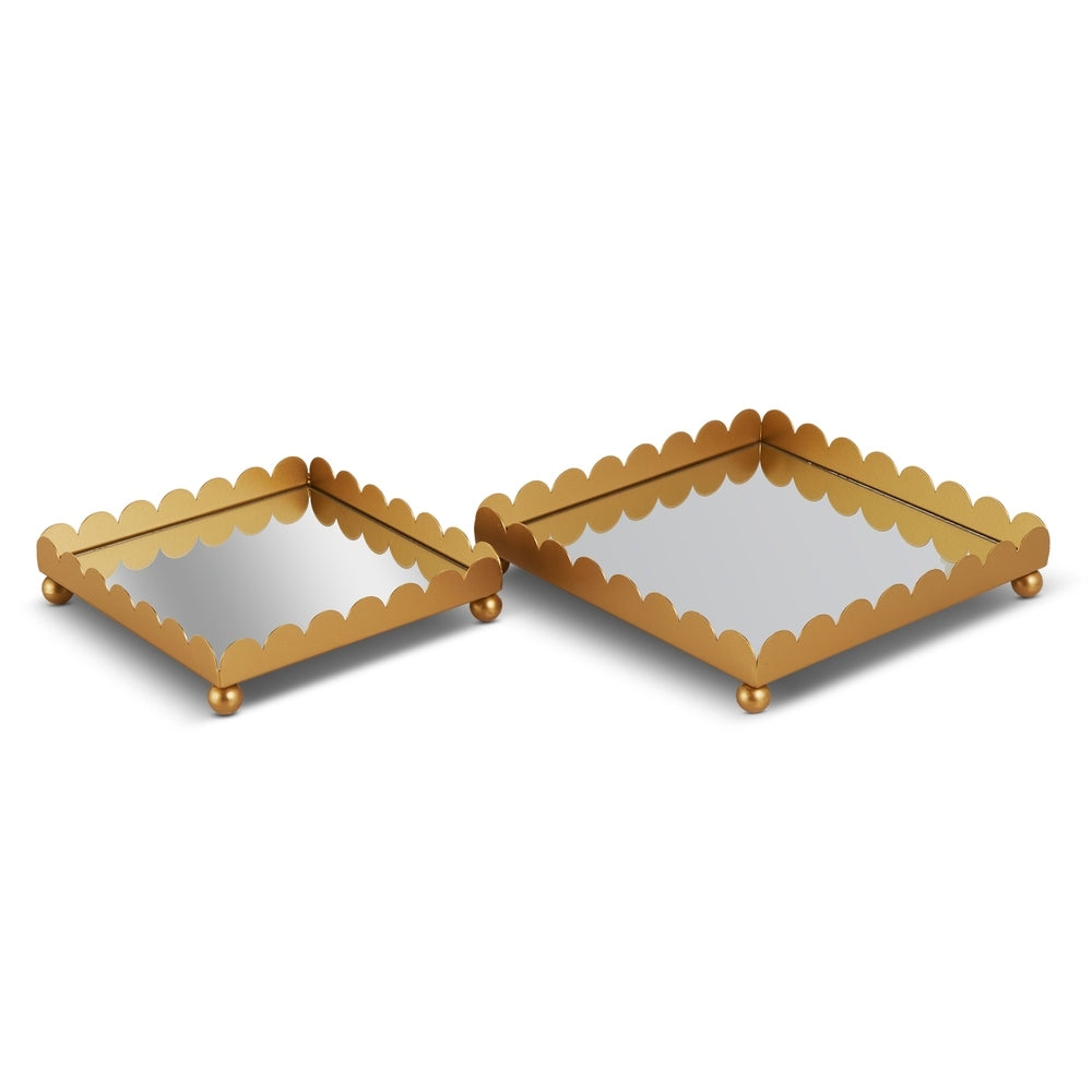 10" Scalloped Mirror Tray