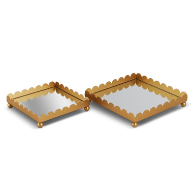 10" Scalloped Mirror Tray