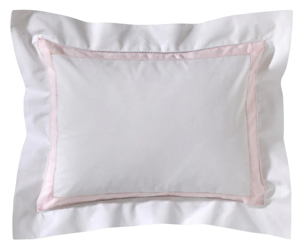 Adult Boudoir Pillow Covers Hem Stitch & Percale Trim - Pink