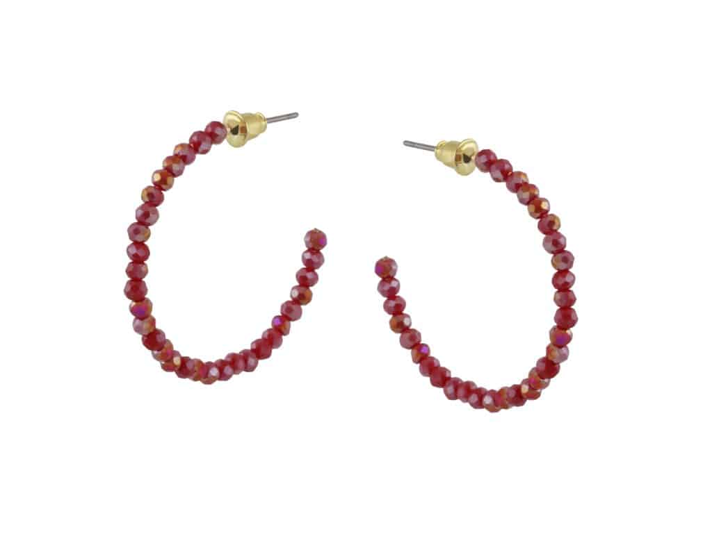 Rebecca Beaded Hoop Earrings - Aubergine/Gold