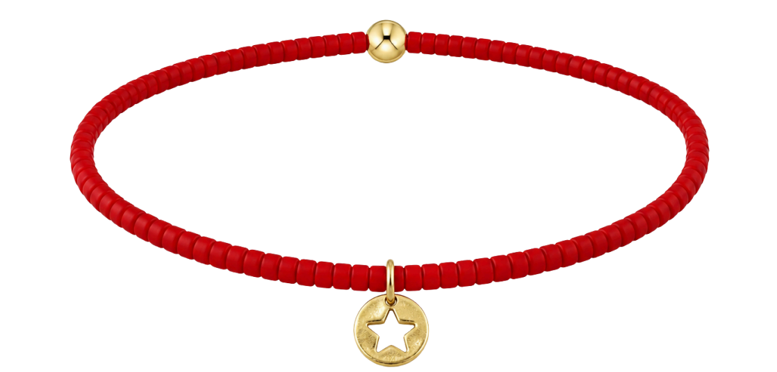 Extends Hope Unwritten Bracelet - Bright Red - Star Small Gold Disc