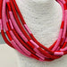 Red/Pink Multi Slub 8 Strand Necklace