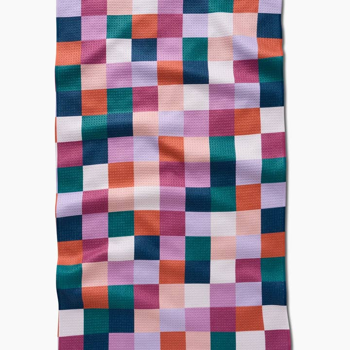 Geometry Fall Checkers Tea Towel