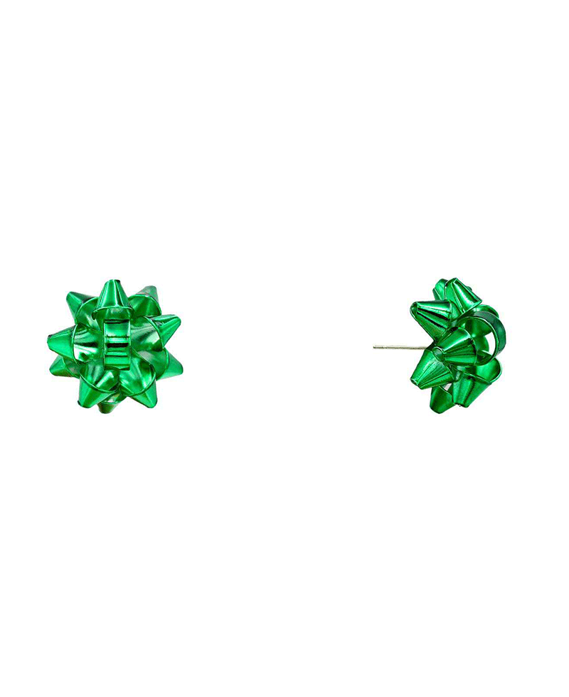 Star Bow Stud Earring Green