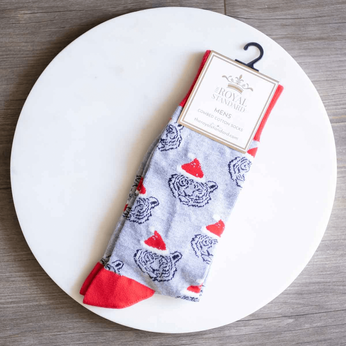 Men's Tiger Santa Socks Red/Gray/Black