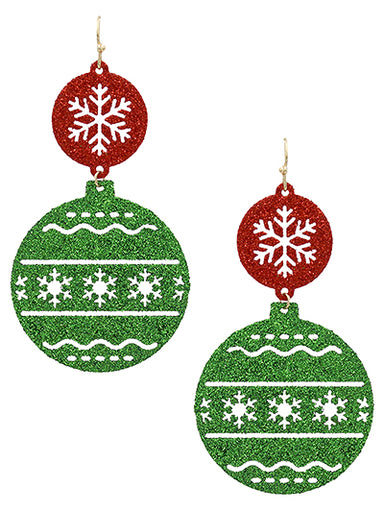 Christmas Ornament Glitter Fili Earring