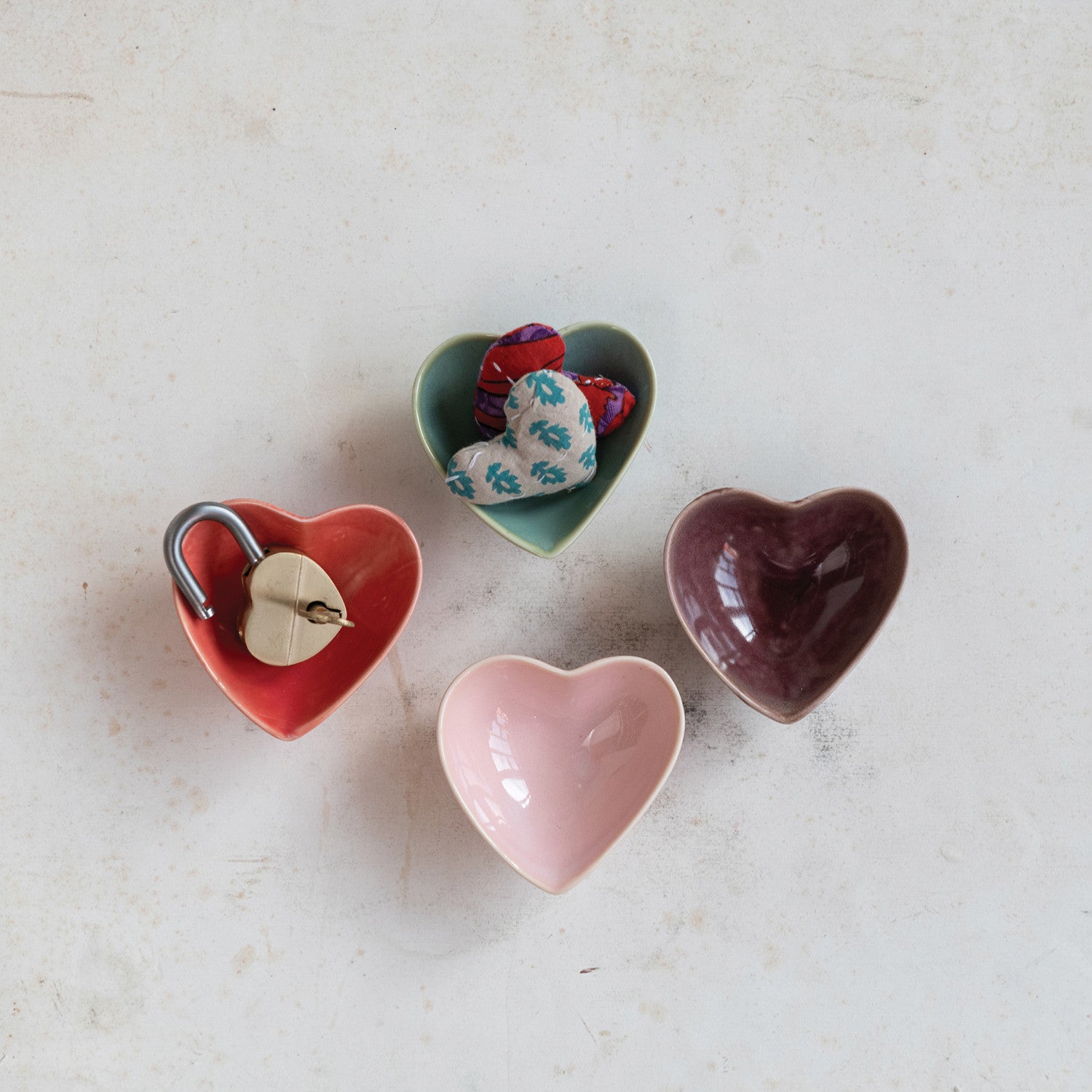 Green Stoneware Heart Shaped Dish