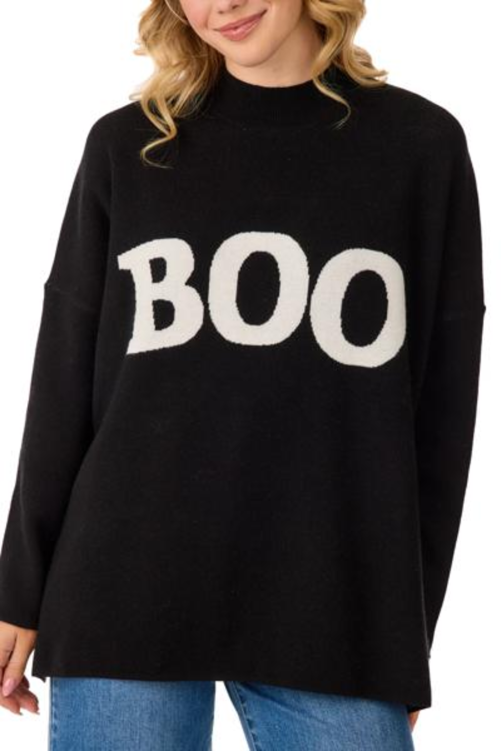 Black Boo Jacquard Sweater
