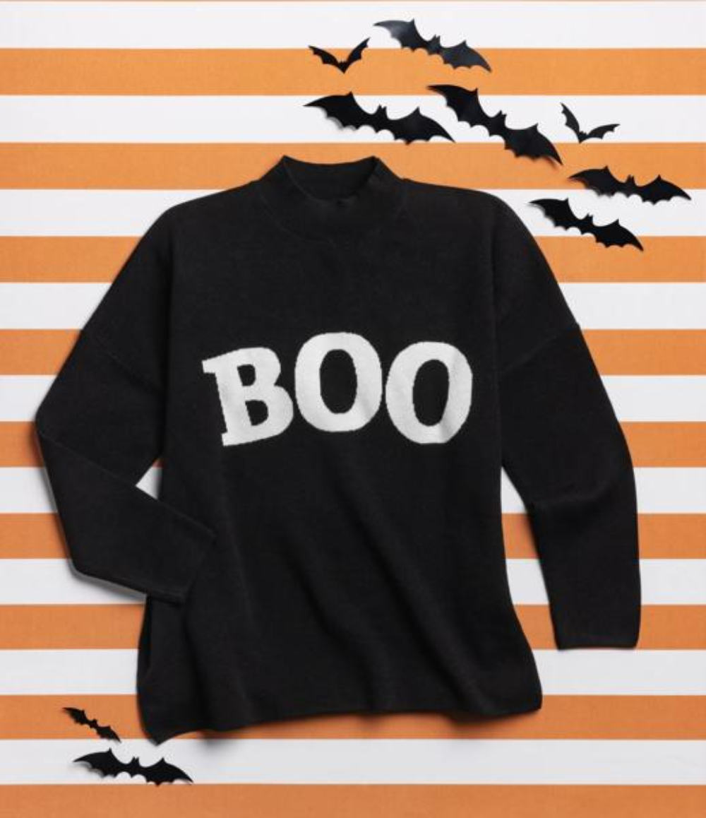 Black Boo Jacquard Sweater