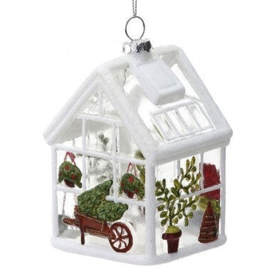 4” Glass Clear Garden Greenhouse Ornament