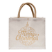 Merry Ornament Script Gift Tote White/Gold