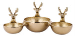 12”L X 6”W Aluminum Deer Triple Bowl