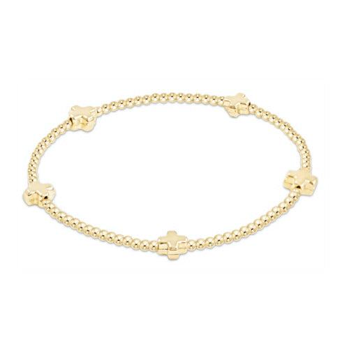 ENewton 2mm Signature Cross Small Gold Bead Bracelet