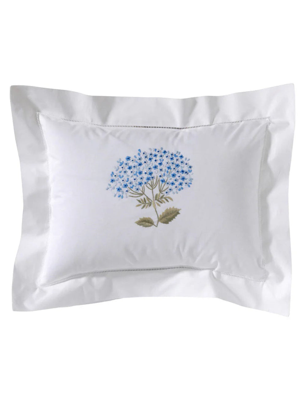 Boudoir Pillow Cover Hem Stitch Border - Hydrangea (Blue/Sage)