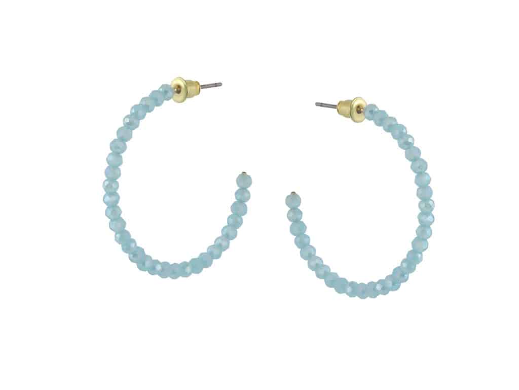 Circe Beaded Hoop Earrings - Blue