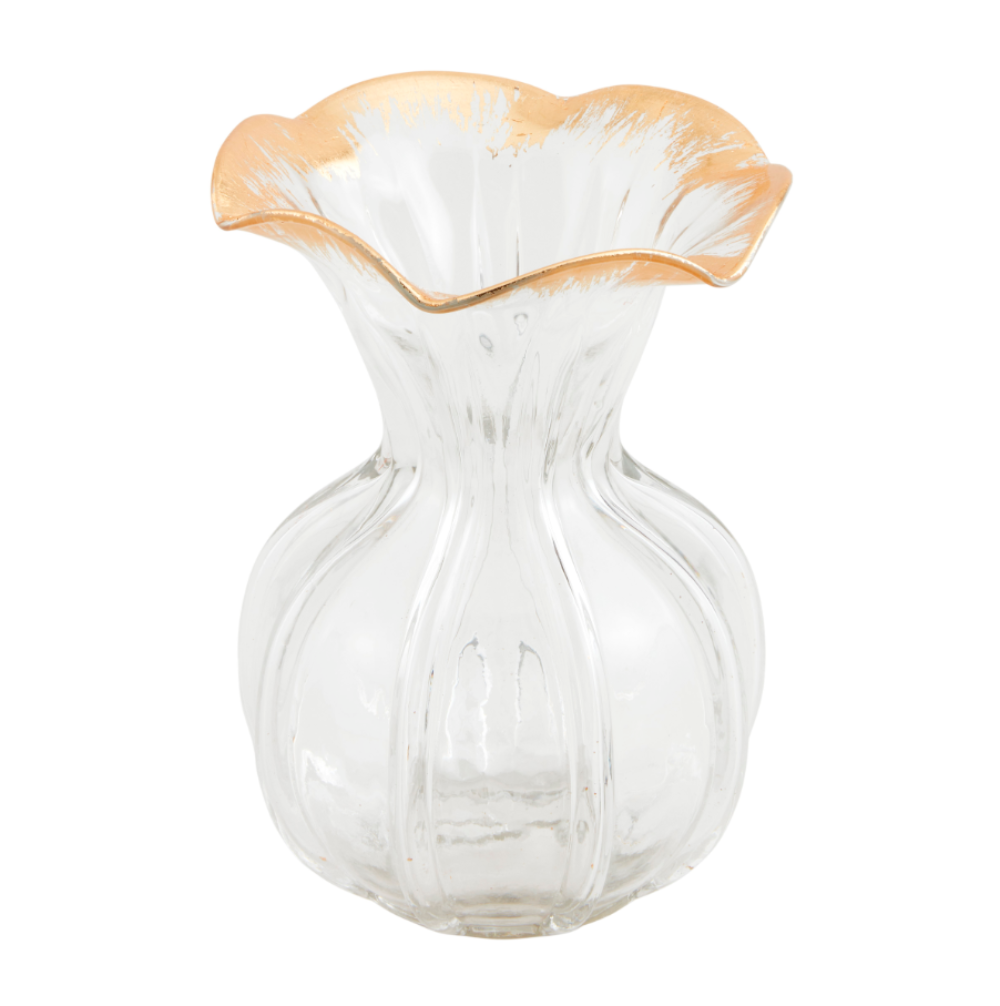 Large Gold Edge Ruffle Vase