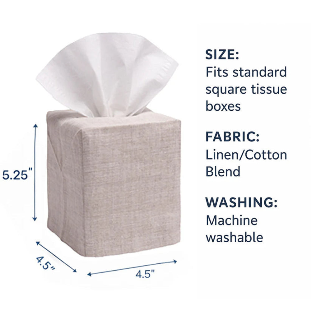 Tissue Box Cover - Natural Linen/Cotton