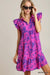 Umgee Floral Print Collared Tiered Dress