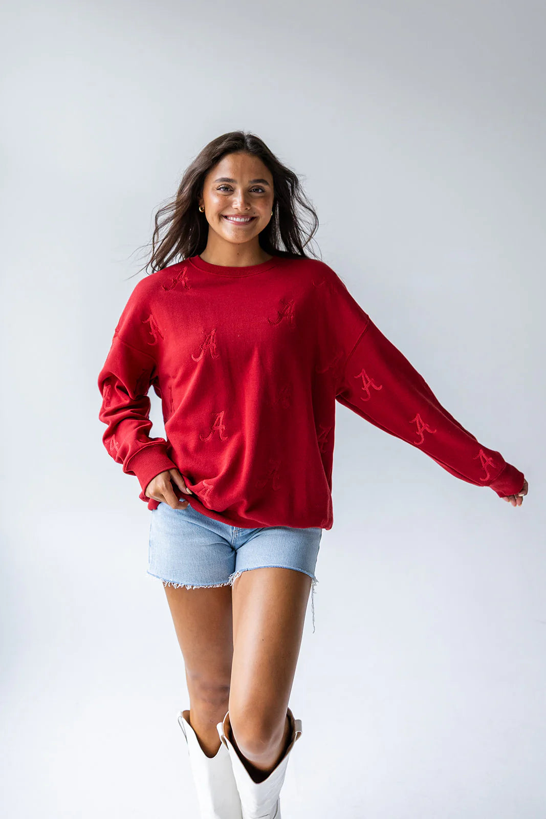 Collegiate Logo Repeat Crew Neck Sweatshirt