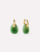 Pair of green earrings with gold hooks on a white background