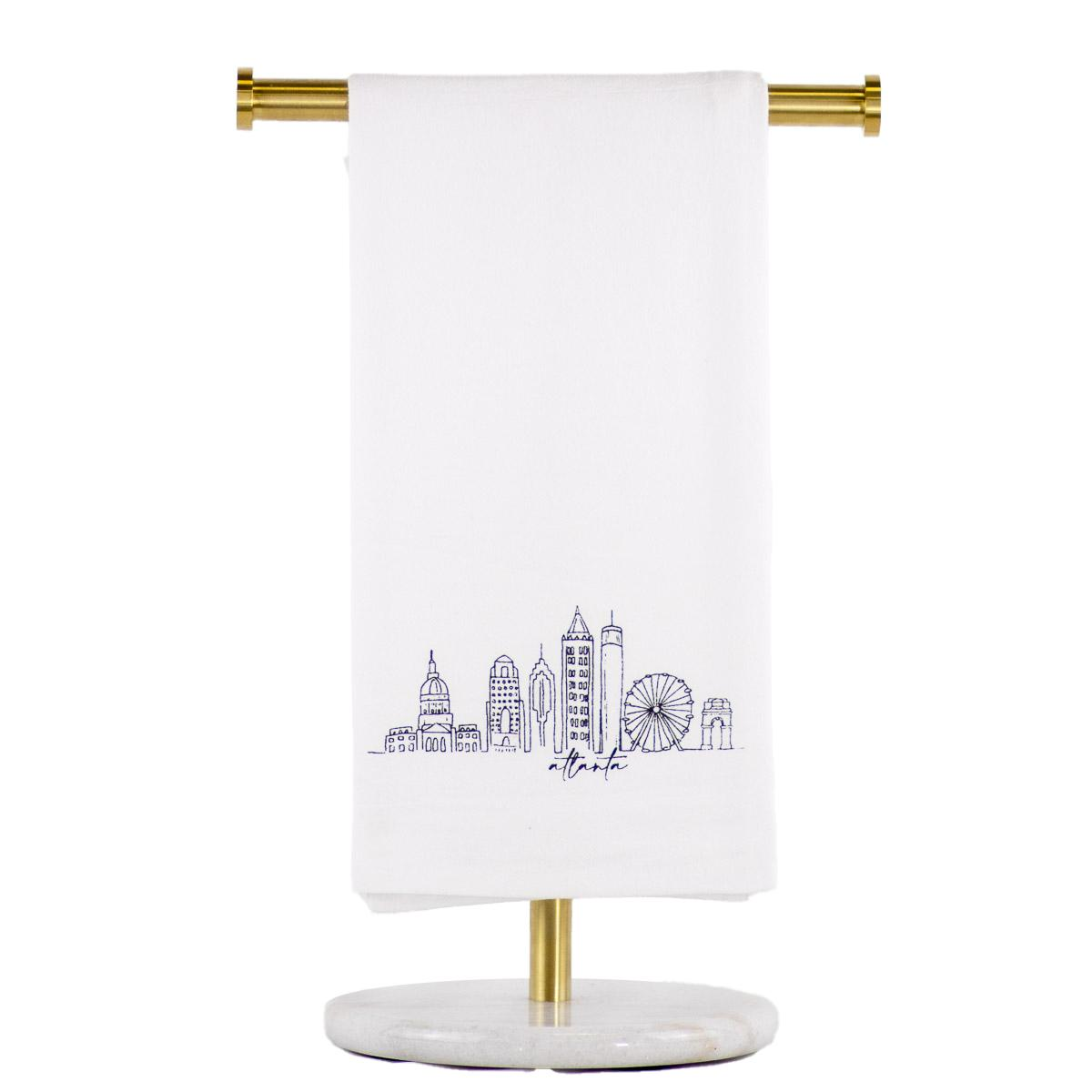 Atlanta Skyline Flour Sack Hand Towel White/Black