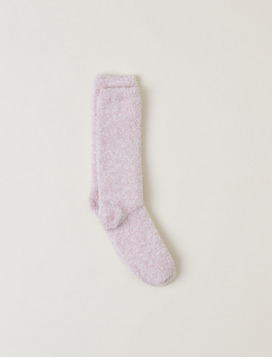 Barefoot Dreams Cozychic Heathered Socks Dusty Rose-White L-XL