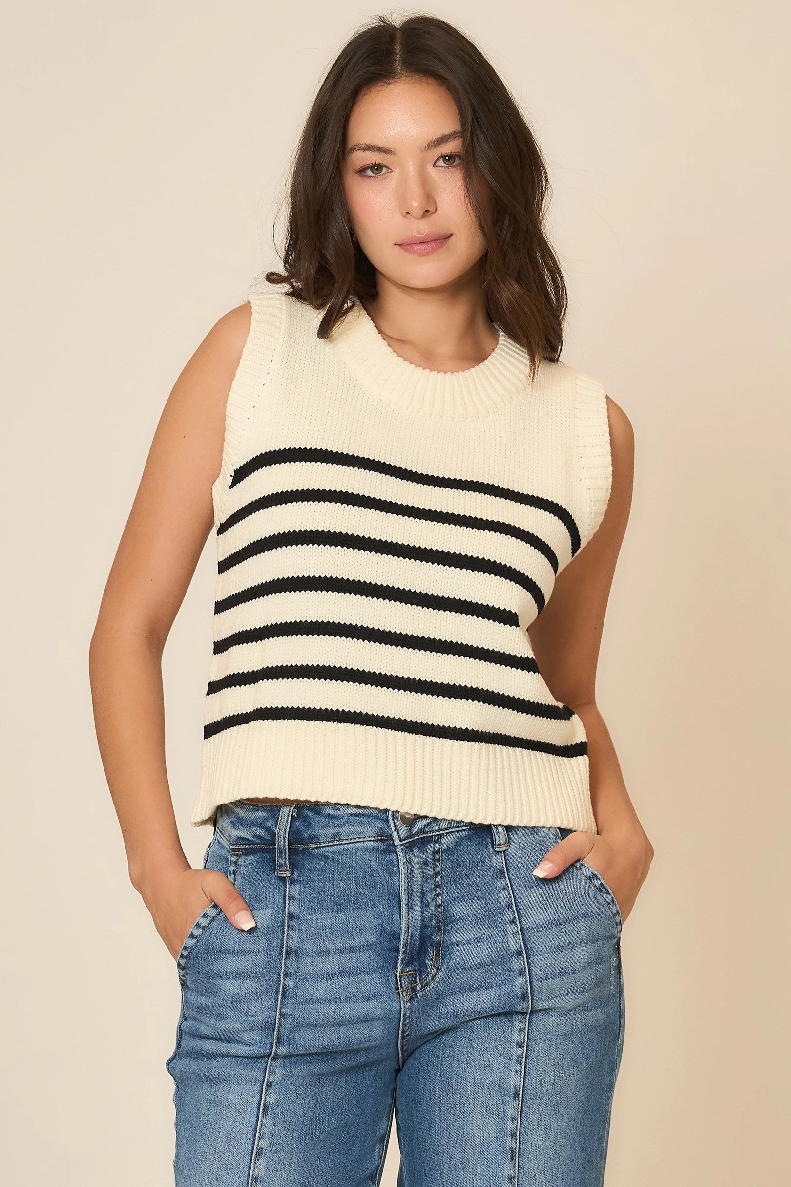 Striped Sleeveless Sweater